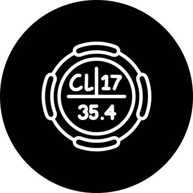 Klor sembolü, periyodik tablonun kimyasal elementi, vektör simgesi