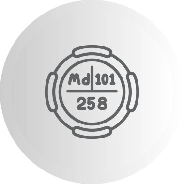 Mendelevyum sembolü, periyodik tablonun kimyasal elementi, vektör simgesi