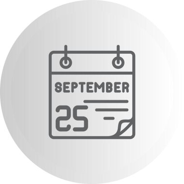 25 Eylül takvim simgesi, vektör illüstrasyonu          