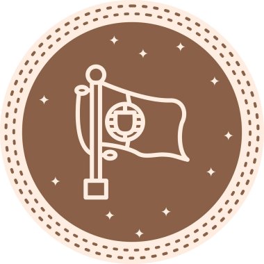 Dairesel bir arkaplan karşısında bayrak direğinde Portekiz bayrağı