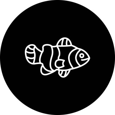 Beyaz arkaplanda küçük bir palyaço balığının çizgi tabanlı simgesi