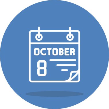 8 Ekim takvim simgesi, vektör illüstrasyonu           