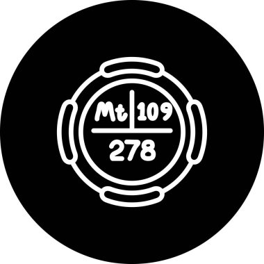 Meitnerium sembolü, periyodik tablonun kimyasal elementi, vektör simgesi