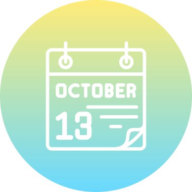 13 Ekim takvim simgesi, vektör illüstrasyonu                