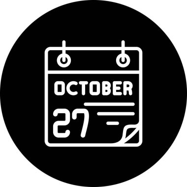 27 Ekim takvim simgesi, vektör illüstrasyonu                