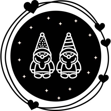 Noel cüceleri simgesi, vektör illüstrasyonu basit tasarım