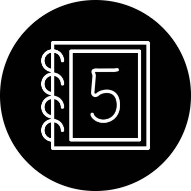 Spiral kitap kapağında 5 numara.