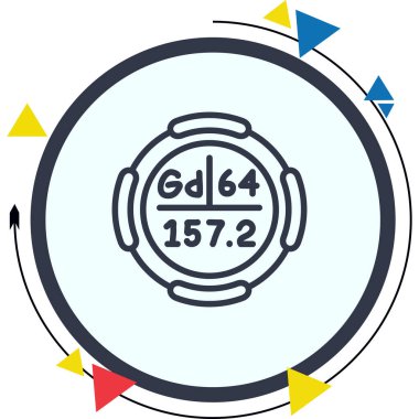 Gadolinium sembolü, periyodik tablonun kimyasal elementi, vektör simgesi