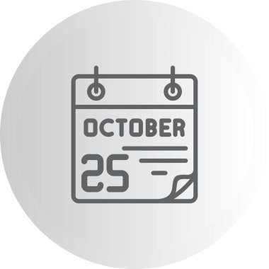 25 Ekim takvim simgesi, vektör illüstrasyonu                