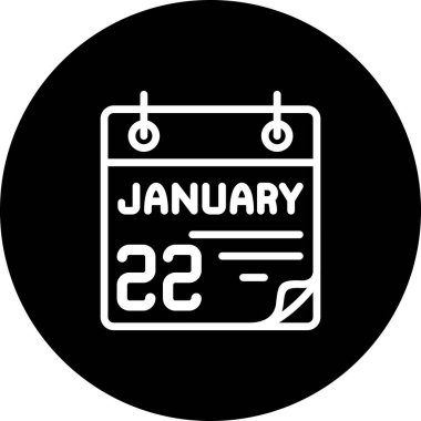 Takvim gösterimi tarihi 22 Ocak siyah arkaplan