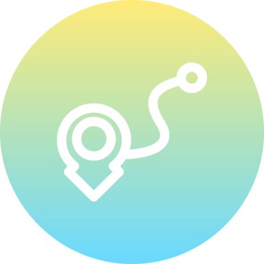 Dairesel varış noktasına giden kıvrımlı yolu olan konum iğnesi işaretleyicisi. Uygulama için uygun simge.