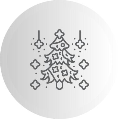 Yıldız süsleri ve parlak ışıklarla süslenmiş Noel ağacı. Uygulama için uygun simge.