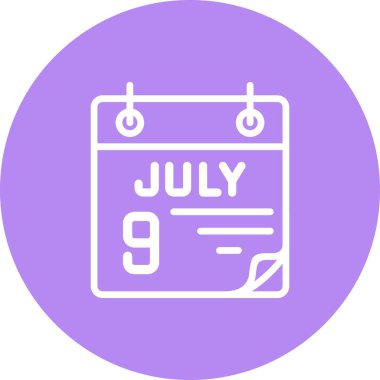 9 Temmuz takvim simgesi tasarımı, vektör illüstrasyonu            