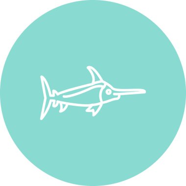 Kılıçbalığı Satırı Simgesi, Beyaz Arkaplanda Basit Görüntü 