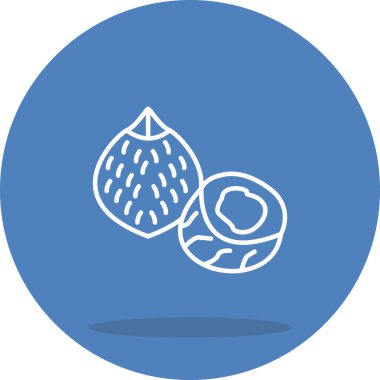 İki stilize edilmiş hindistan cevizi, bir bütün ve bir yarım.