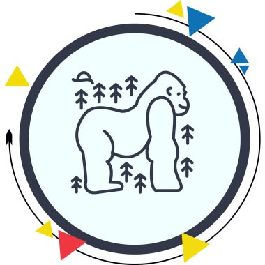 Goril çizgi film ikonunun vektör illüstrasyonu