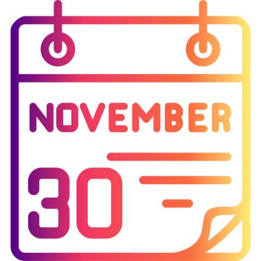 30 Kasım takvim simgesi, vektör illüstrasyonu           