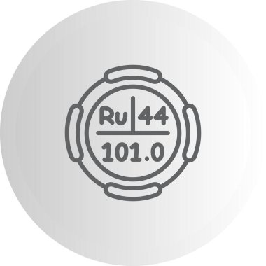 Rutenyum sembolü, periyodik tablonun kimyasal elementi, vektör simgesi