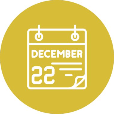 22 Aralık takvim simgesi, basit biçim vektör illüstrasyonu           