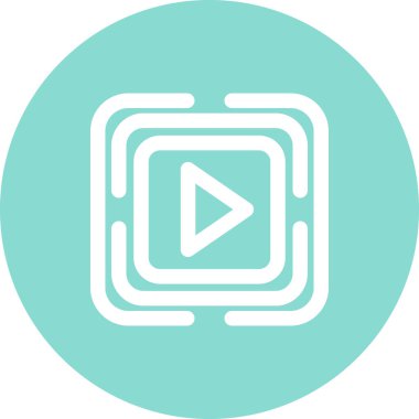 Çember arkaplanındaki kare Çerçeve içerisinde oynat düğmesi