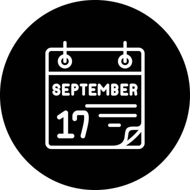 17 Eylül takvim simgesi, vektör illüstrasyonu          