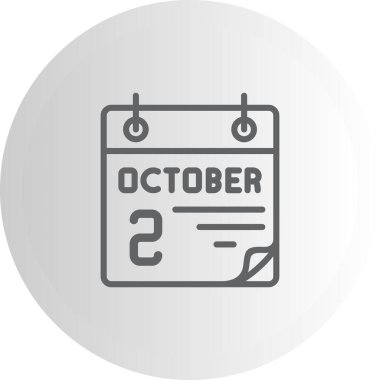 2 Ekim takvim simgesi, vektör illüstrasyonu           