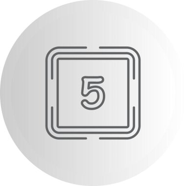 Kahverengi dairesel rozet, küçük yıldızlarla çevrili kare çerçevenin içinde 5 numaralı tekli beyazı içeriyor..