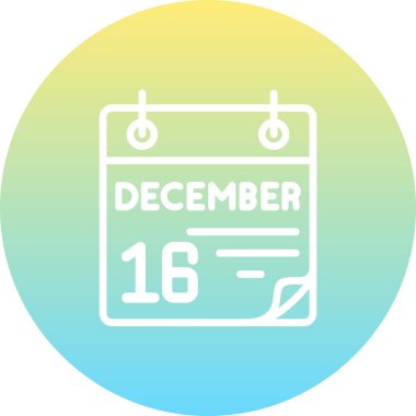 16 Aralık takvim simgesi, basit biçim vektör illüstrasyonu           