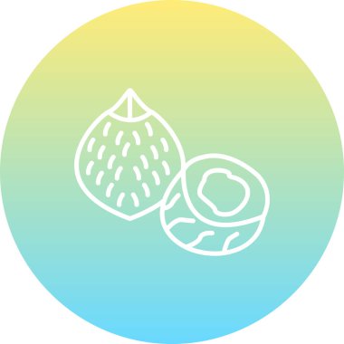 İki stilize edilmiş hindistan cevizi, bir bütün ve bir yarım.