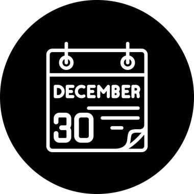 30 Aralık takvim simgesi, basit biçim vektör illüstrasyonu           