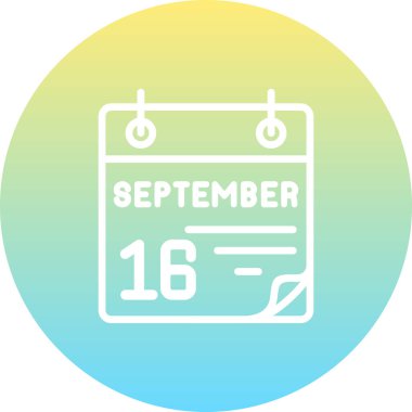 16 Eylül takvim simgesi, vektör illüstrasyonu          