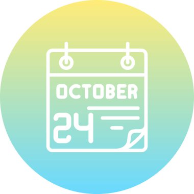 24 Ekim takvim simgesi, vektör illüstrasyonu                