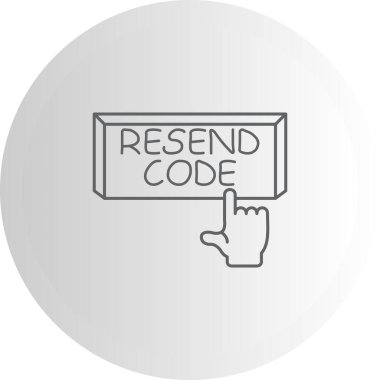 simple icon features hand clicking rectangular button with resend code text to represent security verification and digital authentication.