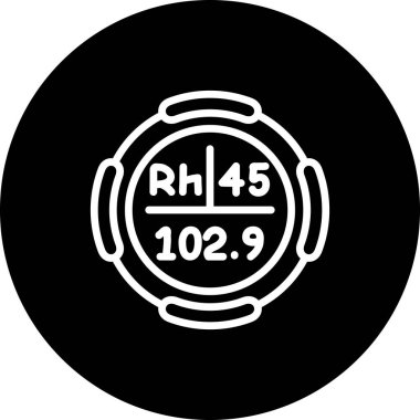 Rodyum sembolü, periyodik tablonun kimyasal elementi, vektör simgesi