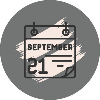 21 Eylül takvim simgesi, vektör illüstrasyonu          