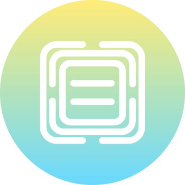 İki yatay dikdörtgen çubuk dairesel çerçeve içinde dikey olarak istiflenmiştir, eşitliği ve matematiksel dengeyi sembolize eder.