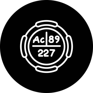 Aktinyum sembolü, periyodik tablonun kimyasal elementi, vektör simgesi