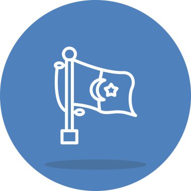 Cezayir bayrağı. Merkezi hilal şeklinde bir bayrak direği ve ışık eğimli bir arkaplanda bir yıldız sergilenir..