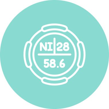 Nikel sembolü, periyodik tablonun kimyasal elementi, vektör simgesi