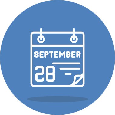 28 Eylül takvim simgesi, vektör illüstrasyonu          