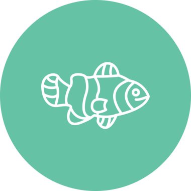 Beyaz arkaplanda küçük bir palyaço balığının çizgi tabanlı simgesi