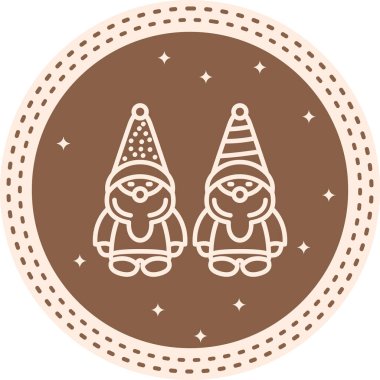 Noel cüceleri simgesi, vektör illüstrasyonu basit tasarım
