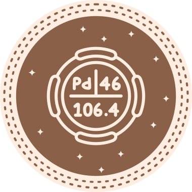 Paladyum sembolü, periyodik tablonun kimyasal elementi, vektör simgesi