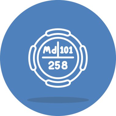 Mendelevyum sembolü, periyodik tablonun kimyasal elementi, vektör simgesi