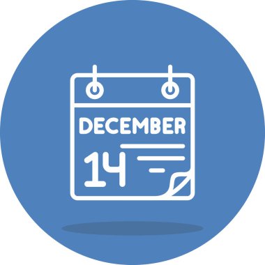 14 Aralık takvim simgesi, basit biçim vektör illüstrasyonu           