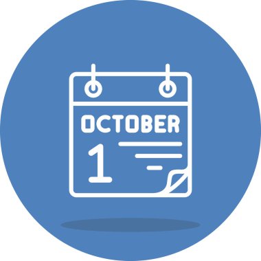 1 Ekim takvim simgesi, vektör illüstrasyonu           