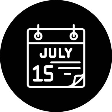 15 Temmuz takvim simgesi tasarımı, vektör illüstrasyonu            