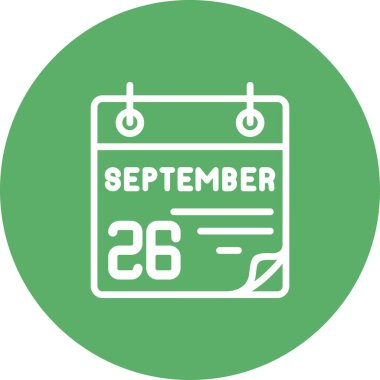 26 Eylül takvim simgesi, vektör illüstrasyonu          