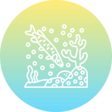 Muskellunge web simgesi, vektör illüstrasyonu