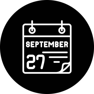 27 Eylül takvim simgesi, vektör illüstrasyonu          